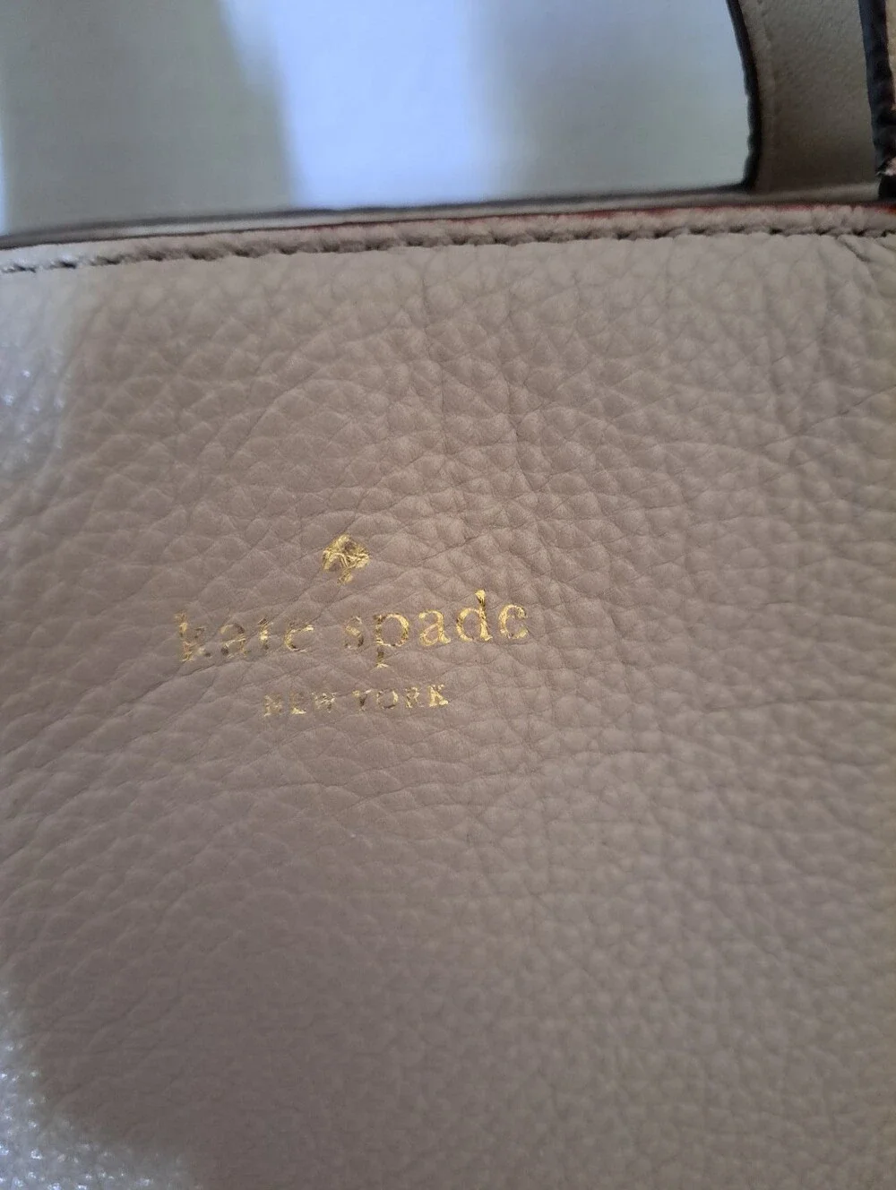 kate spade Pebbled Leather Satchel in Beige Taupe with Gold Hardware